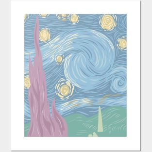 Pastel Starry Night Posters and Art